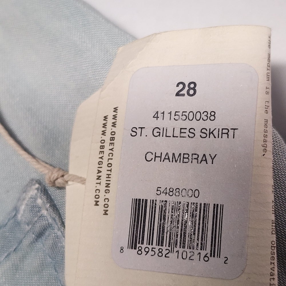OBEY St. Gilles Midi Skirt in Chambray - size 28/6. *NWT* - Picture 7 of 8